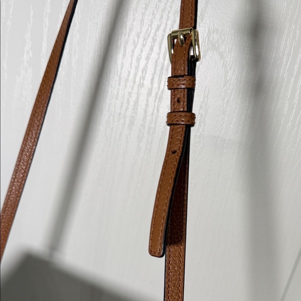 Michael Kors Brown Pebbled Leather Crossbody Bag Double Zip Small Purse - Picture 9 of 15